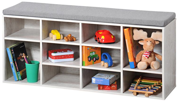 Kesper, szafka na buty z siedziskiem, bielone drewno