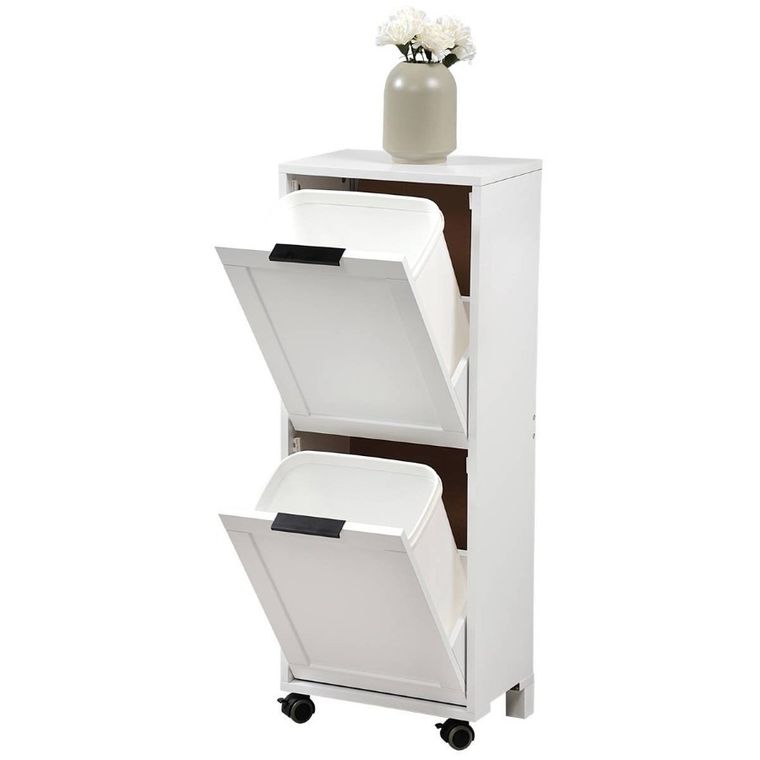 Kesper, wózek kuchenny z 2 koszami na śmieci, biały