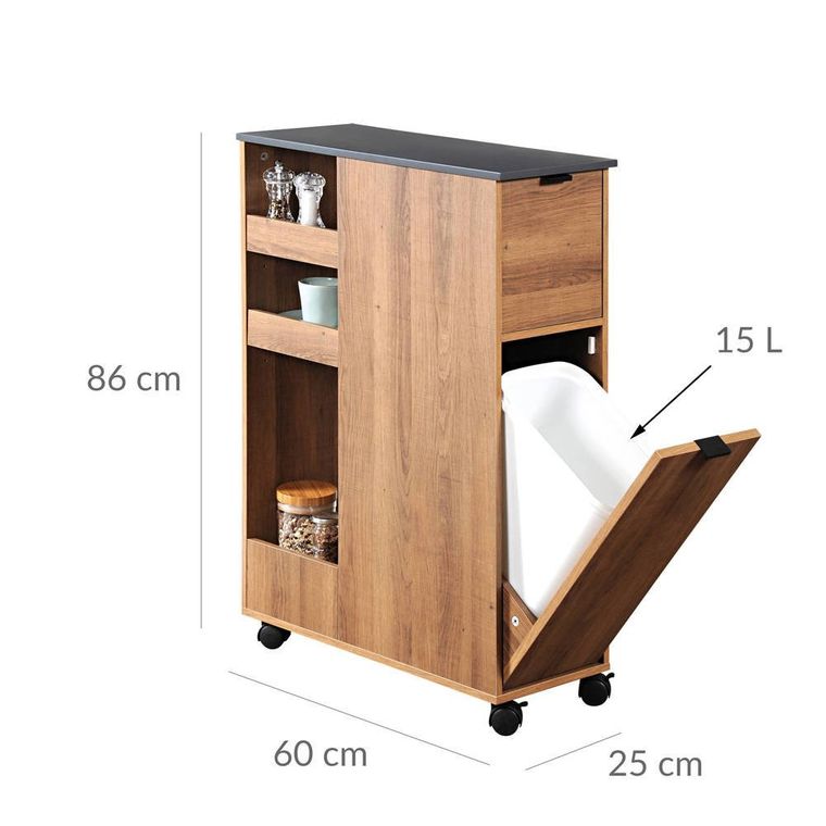 Kesper, wózek kuchenny z koszem na śmieci, rustykalny