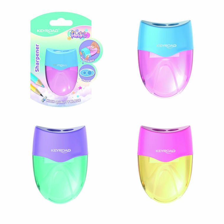 Keyroad, Pastel, temperówka z pojemnikiem, podwójna