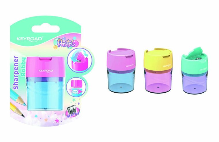 Keyroad, Pastel, temperówka z pojemnikiem, podwójna