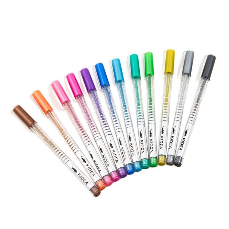 Kidea, długopisy żelowe, metaliczne, 12 kolorów