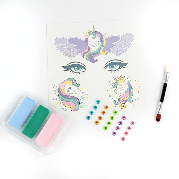Kidea, farby do twarzy, zestaw z tatuażami, jednorożce