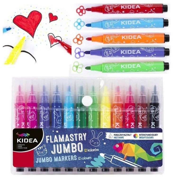 Kidea, flamastry jumbo, 12 kolorów