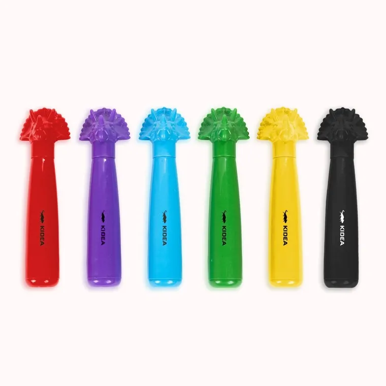 Kidea, flamastry jumbo, zestaw z figurką, dinozaury, 6 kolorów