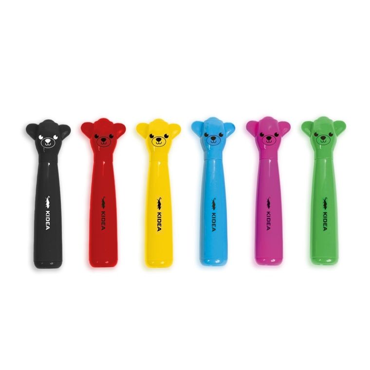 Kidea, flamastry jumbo, zestaw z figurką, misie, 6 kolorów