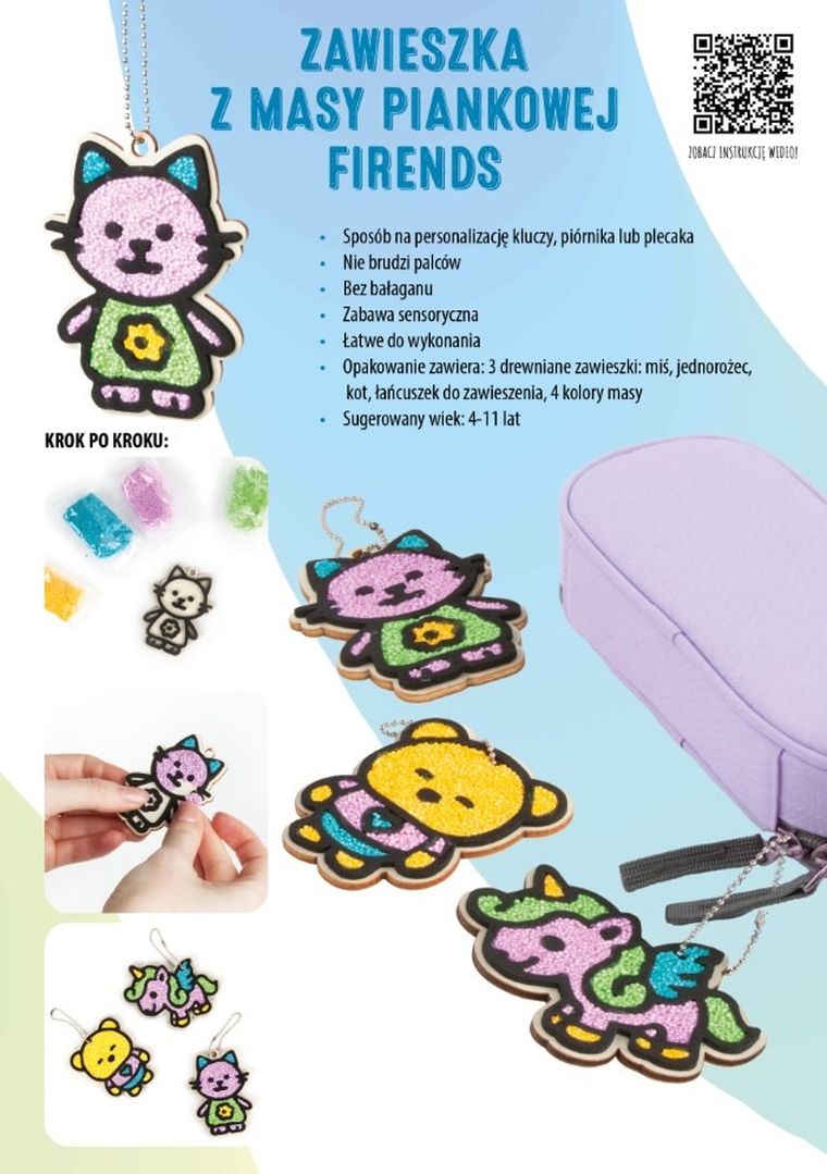 Kidea, Friends, zawieszka z masy piankowej, 4 kolory