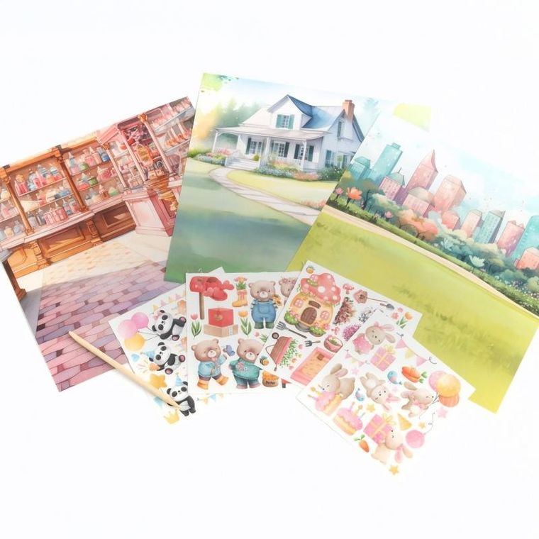 Kidea, kalkomania, zestaw kreatywny, misie