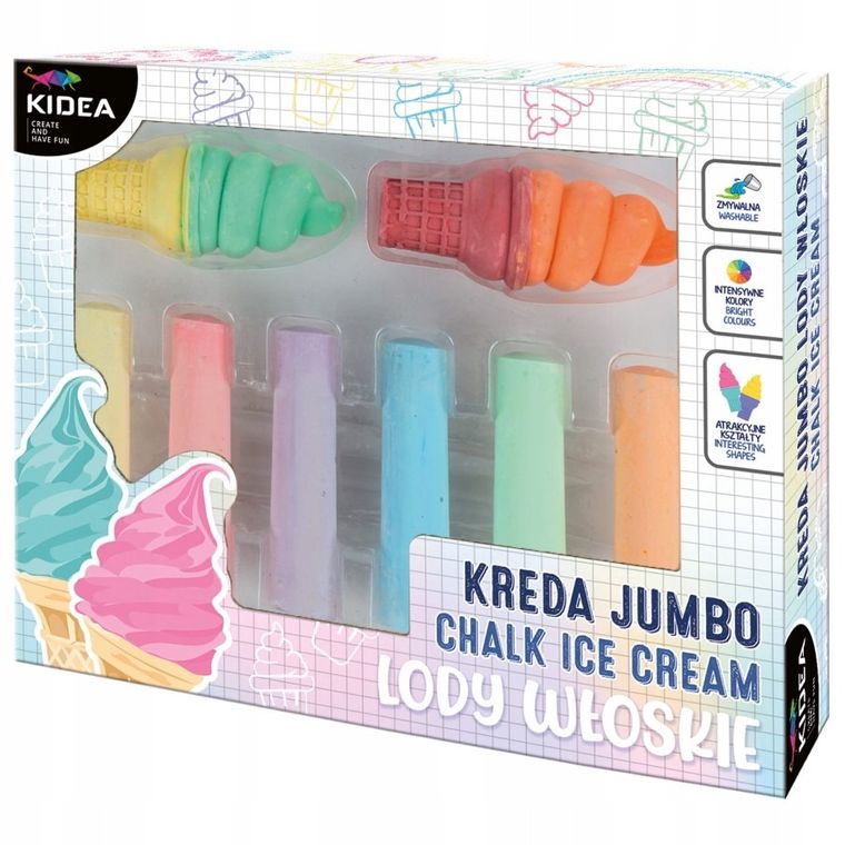 Kidea, kreda jumbo, lody włoskie, 8 elementów