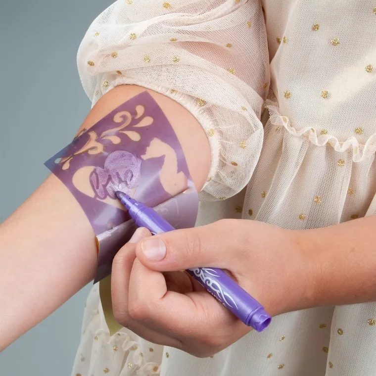 Kidea, markery brokatowe do tatuażu z szablonami, 3 kolory