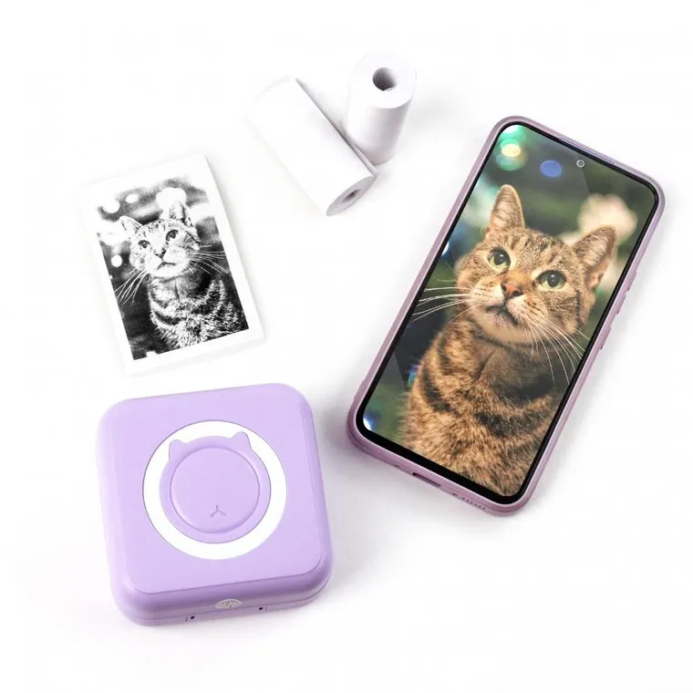 Kidea, Mini drukarka termicz bluetooth, fioletowa