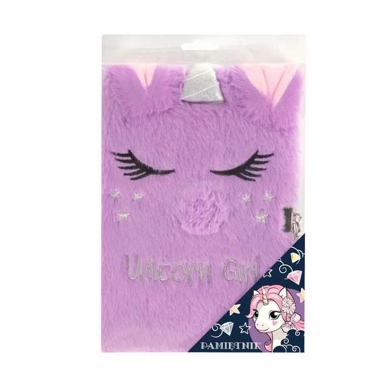 Kidea, pamiętnik pluszowy z kłódką, unicorn
