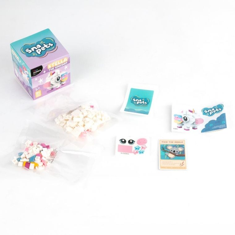 Kidea, Snapets, klocki, biały jednorożec, 114 elementów