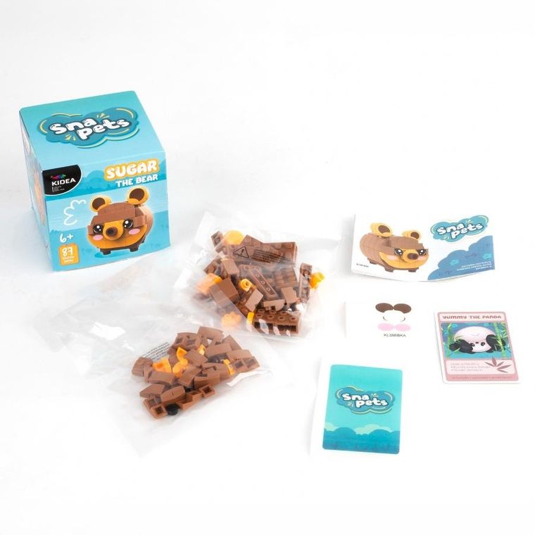 Kidea, Snapets, klocki, brązowy miś, 87 elementów