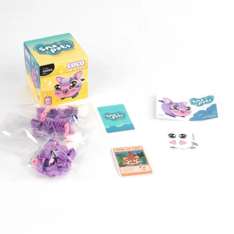 Kidea, Snapets, klocki, fioletowy kot, 84 elementy
