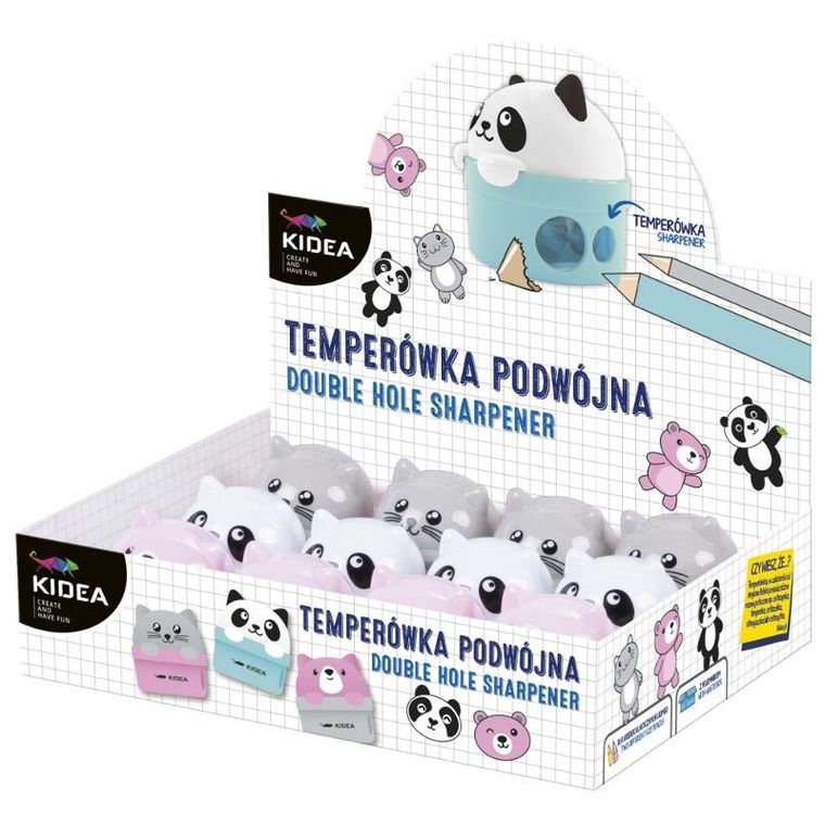 Kidea, temperówka podwójna, zwierzaki