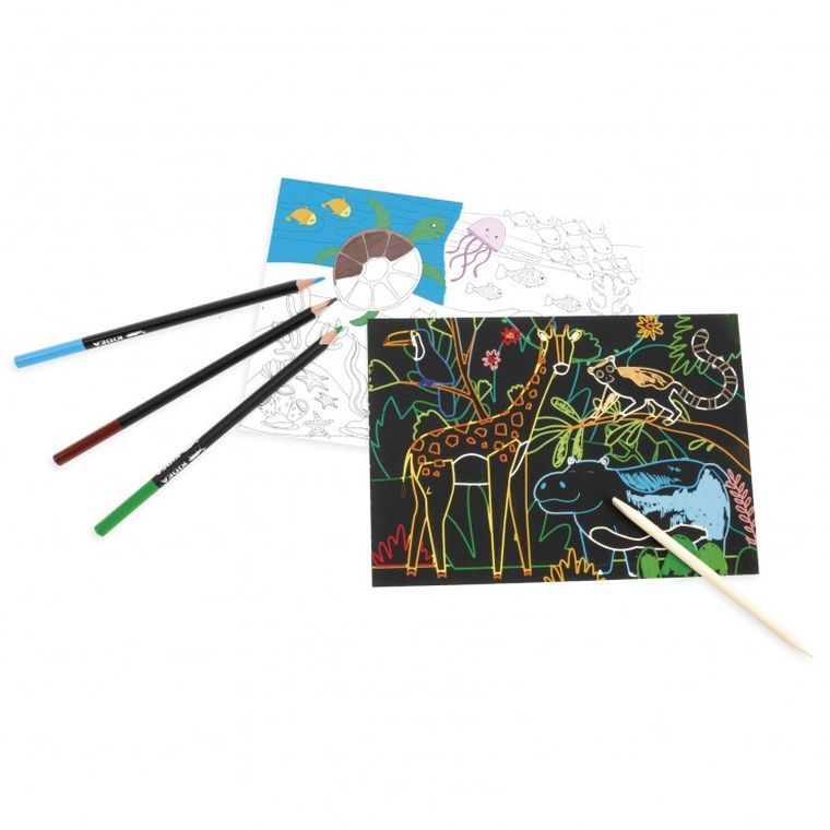 Kidea, wydrapywanka i kolorowanka, 2w1, zwierzęta