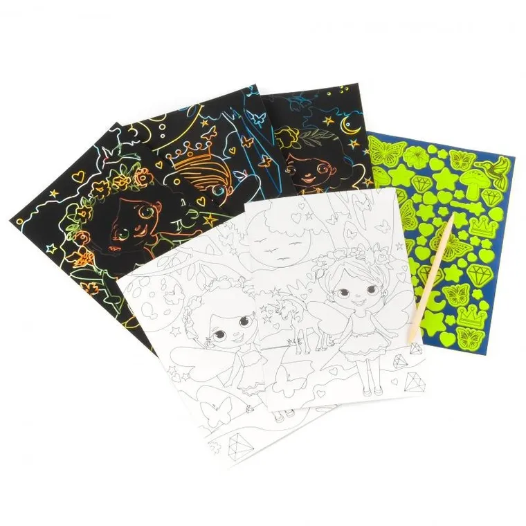 Kidea, wydrapywanka z kolorowanką, 2w1, świecąca w ciemności, magic