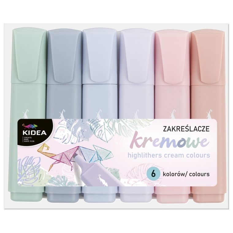 Kidea, zakreślacze kremowe, 6 kolorów