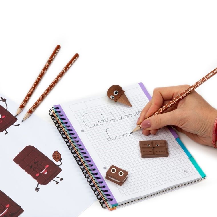 Kidea, zapachowe gumki i ołówki, czekolada