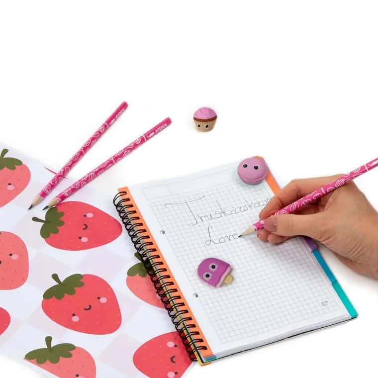 Kidea, zapachowe gumki i ołówki, truskawka