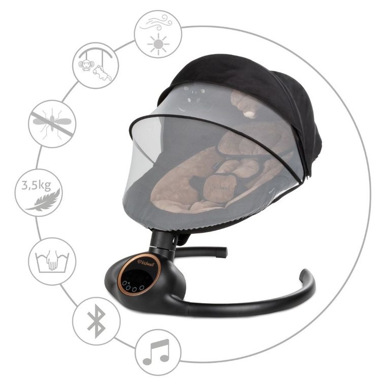 Kidwell, Reve, bujaczek, leżaczek elektryczny, 2w1, czarno-złoty