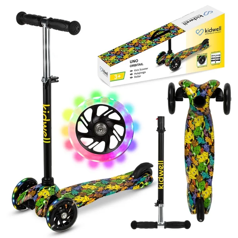 Kidwell, Uno, hulajnoga 3-kołowa LED, balansowa, kolorowa