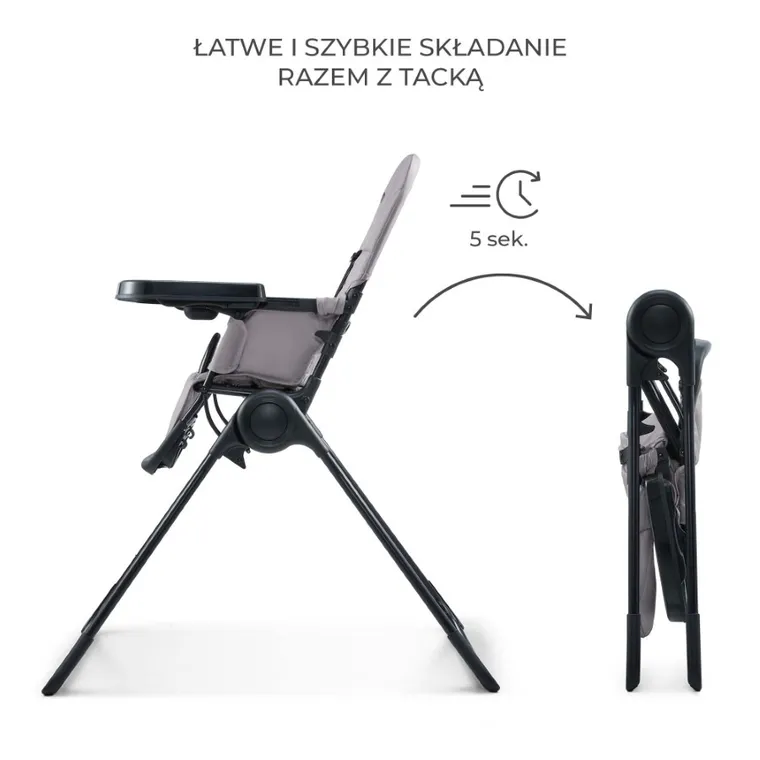 Kinderkraft, Binci, krzesełko do karmienia, grey