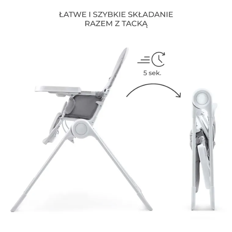 Kinderkraft, Binci, krzesełko do karmienia, light grey