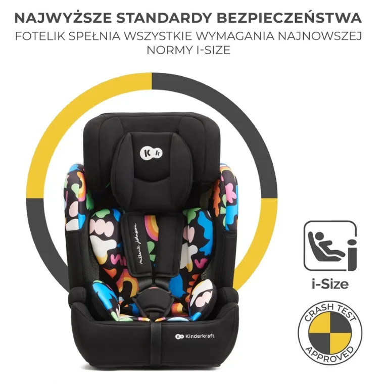 Kinderkraft, Comfort Up, I-Size, fotelik samochodowy, Happy Shapes, 76-150 cm