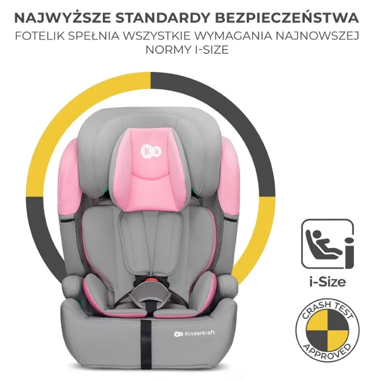 Kinderkraft, Comfort Up, I-size, fotelik samochodowy, Pink, 76-150 cm
