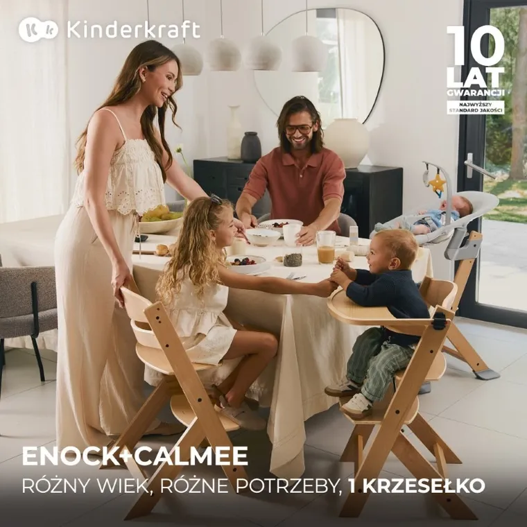 Kinderkraft, Enock, krzesełko do karmienia + bujaczek, Calmee, Grey