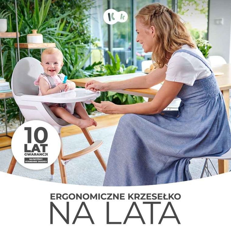 Kinderkraft, Fini, krzesełko do karmienia, 2w1, Full Grey
