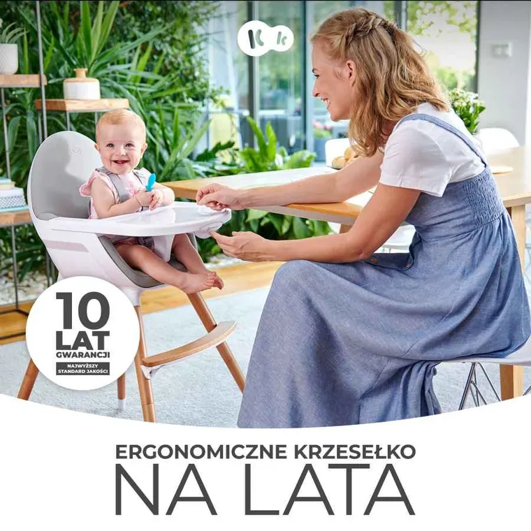 Kinderkraft, Fini, krzesełko do karmienia, 2w1, szare