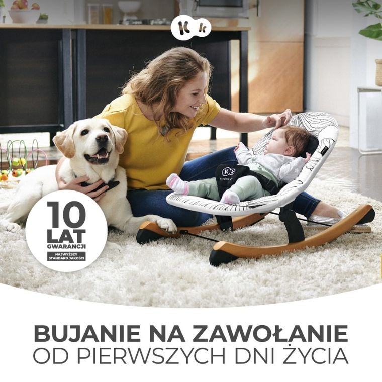 Kinderkraft, Finio, leżaczek, bujaczek, biały