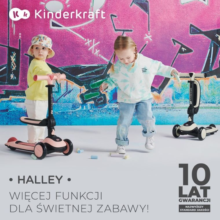 Kinderkraft, Halley, hulajnoga 2w1, Stone White