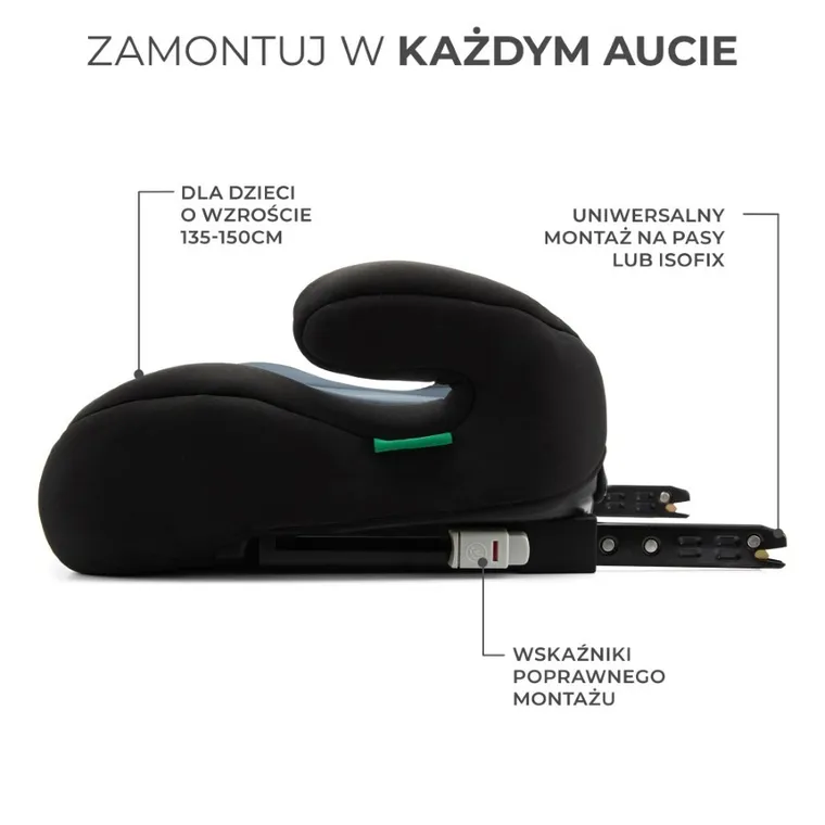 Kinderkraft, I-Boost, podstawka samochodowa, Black, 135-150 cm