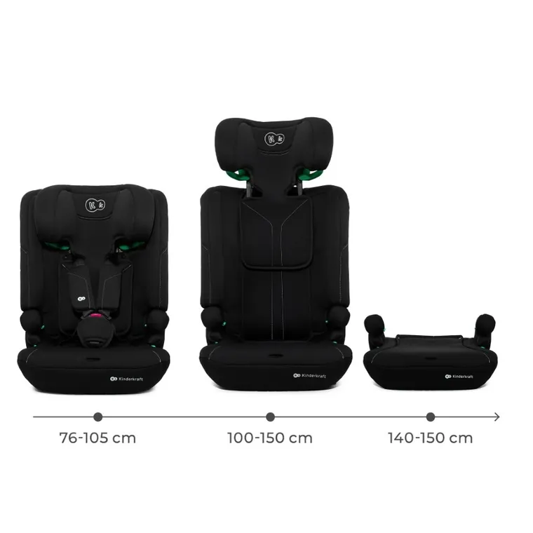 Kinderkraft, I-Comfy, fotelik samochodowy, i-Size, Black, 76-150 cm