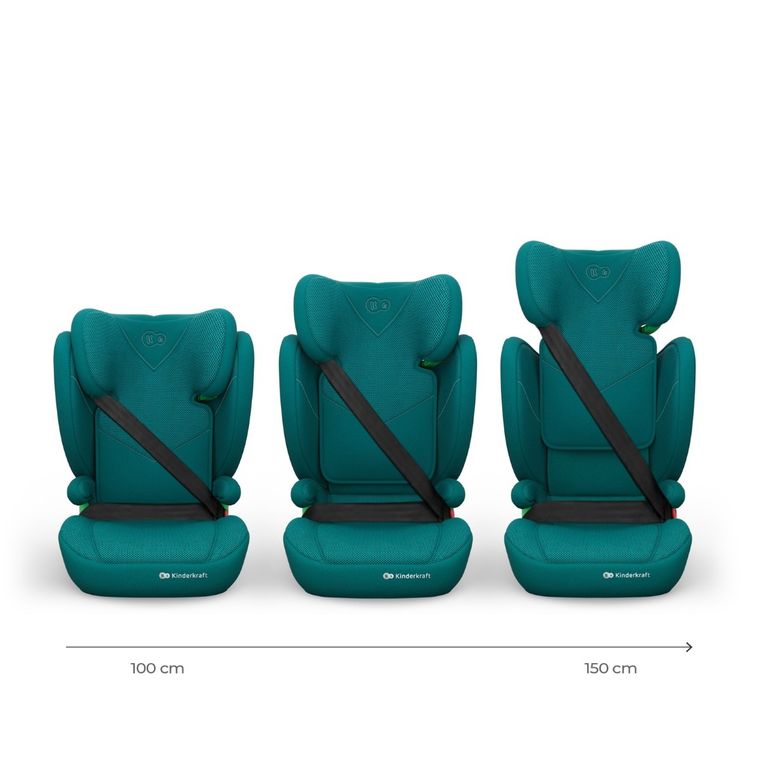 Kinderkraft, Junior Fix 2 Plus, i-Size, fotelik samochodowy, green, 100-150 cm