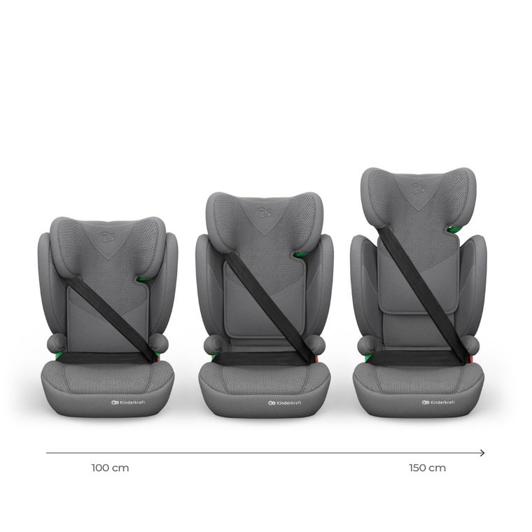 Kinderkraft, Junior Fix 2 Plus, i-Size, fotelik samochodowy, grey, 100-150 cm