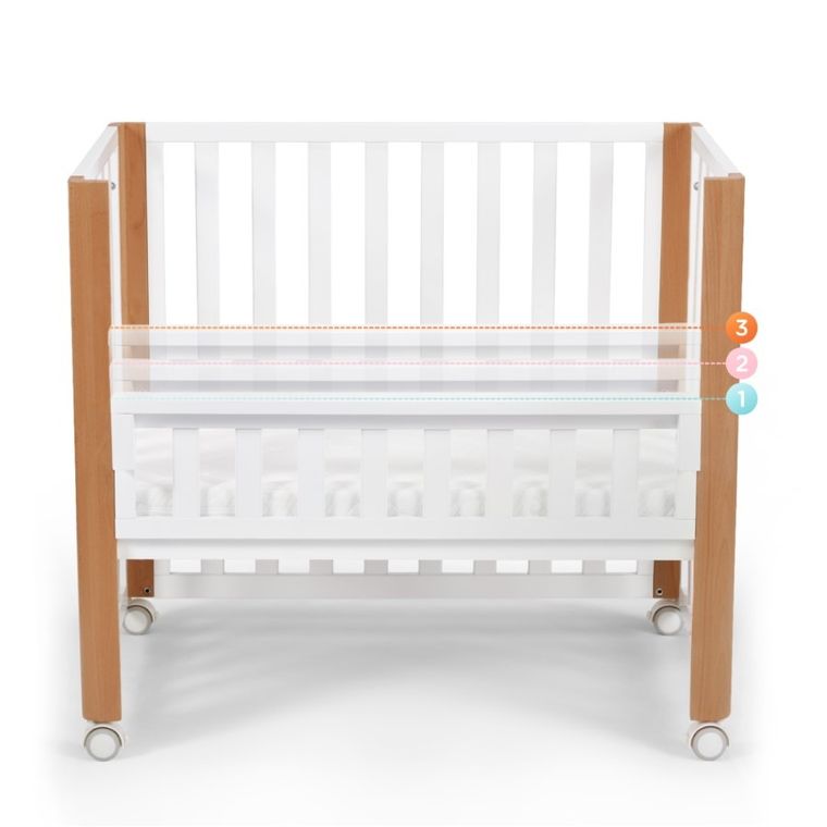 Kinderkraft, Koya, łóżeczko niemowlęce z funkcją kojca + materac, White