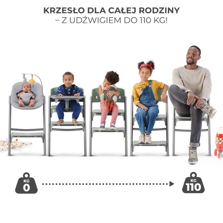 Kinderkraft, Livy, krzesełko do karmienia 3w1, olive green