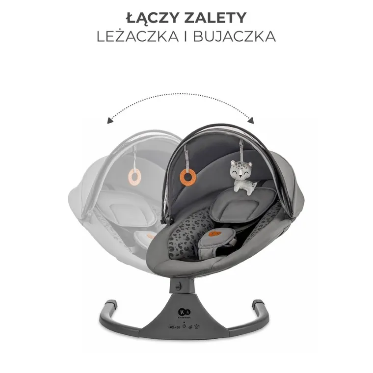 Kinderkraft, Lumi 2, leżaczek bujaczek, Dark Grey