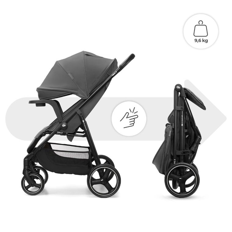 Kinderkraft, Trig 3, wózek spacerowy z tacką, Granite Grey