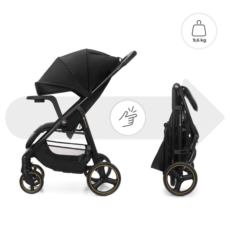 Kinderkraft, Trig 3, wózek spacerowy z tacką, Onyx Black