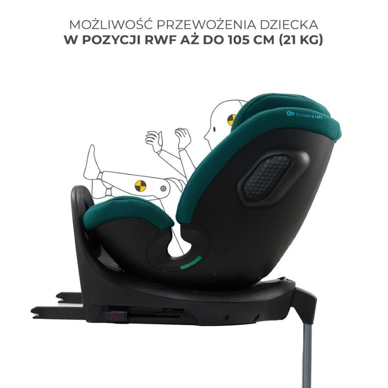 Kinderkraft, Xrider 2, fotelik samochodowy, Green, 40-150 cm