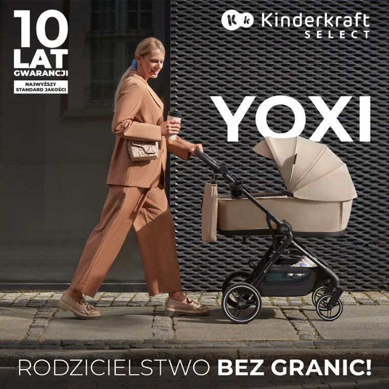 Kinderkraft, Yoxi, wózek wielofunkcyjny 2w1, Pure Black