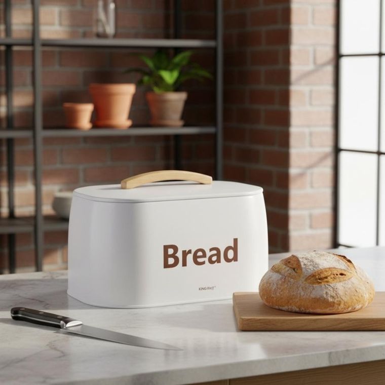 Kinghoff, chlebak, pojemnik na pieczywo, stalowy, biały, kh-1947