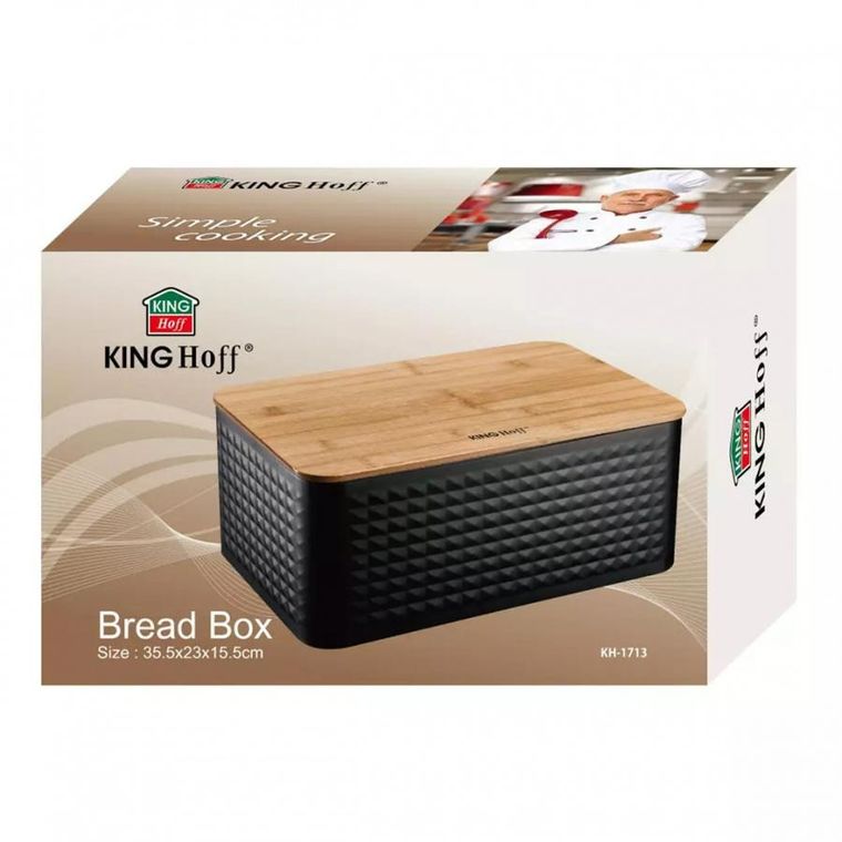 Kinghoff, chlebak stalowy z deską bambusową