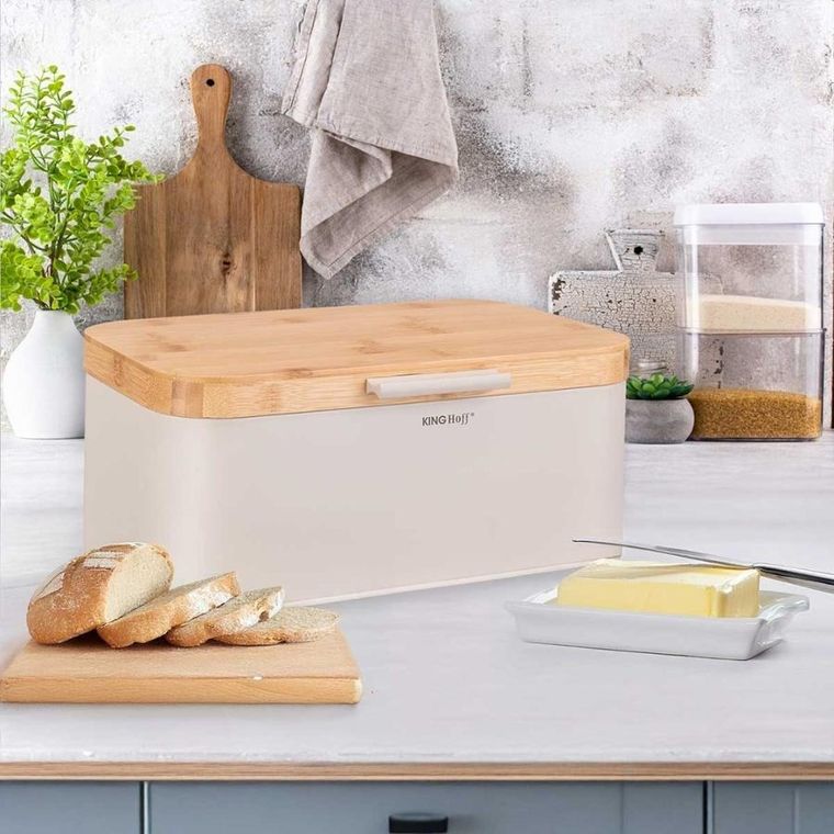 Kinghoff, chlebak z bambusową pokrywą, stalowy, kh-1928